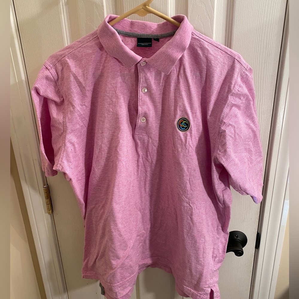 FAIRWAY & GREENE Pink Blue Black Stripe Polo Shirt Size L  Ccc